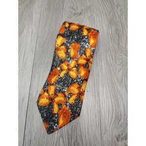 Givenchy Men's tie‎ 100% silk Tropical Orange Flowers Made in Italy
